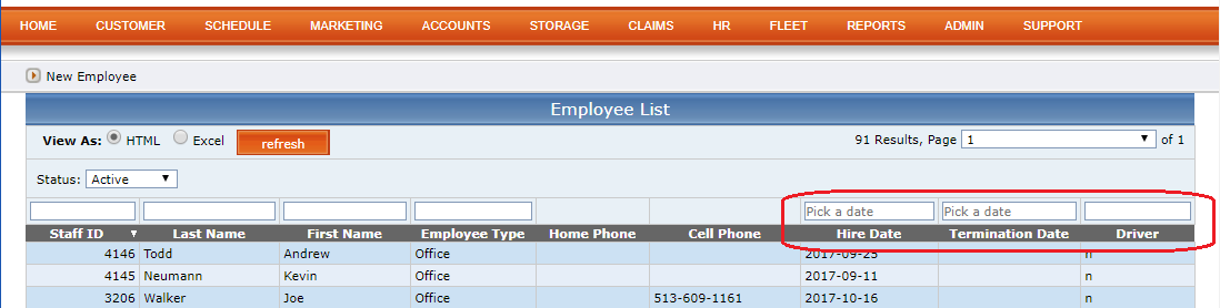 HR Employee List